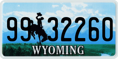 WY license plate 9932260