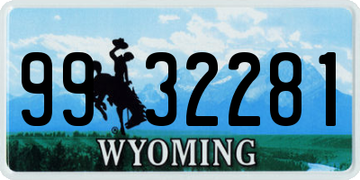 WY license plate 9932281