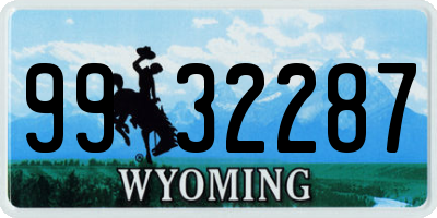 WY license plate 9932287