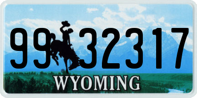 WY license plate 9932317