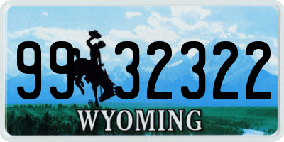 WY license plate 9932322
