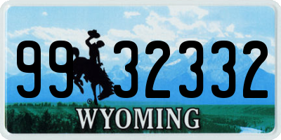 WY license plate 9932332