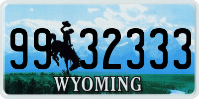 WY license plate 9932333