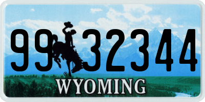 WY license plate 9932344