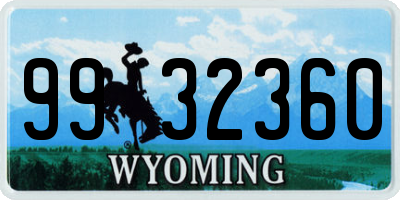 WY license plate 9932360