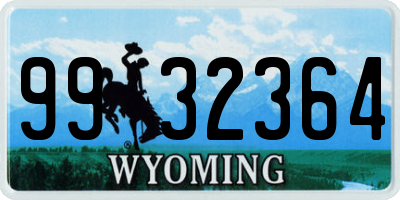 WY license plate 9932364