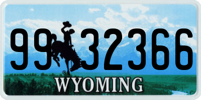 WY license plate 9932366