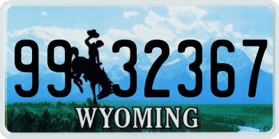 WY license plate 9932367