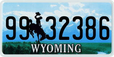 WY license plate 9932386