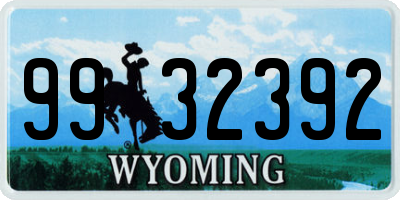 WY license plate 9932392