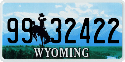 WY license plate 9932422