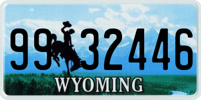 WY license plate 9932446