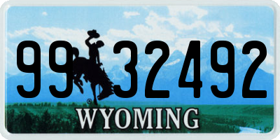 WY license plate 9932492