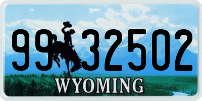 WY license plate 9932502