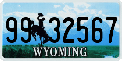 WY license plate 9932567