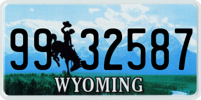 WY license plate 9932587