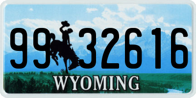 WY license plate 9932616