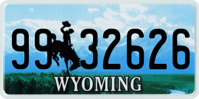 WY license plate 9932626