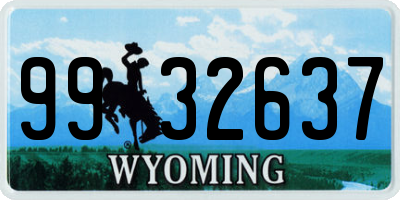 WY license plate 9932637