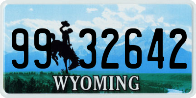 WY license plate 9932642