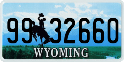 WY license plate 9932660