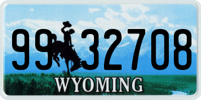 WY license plate 9932708