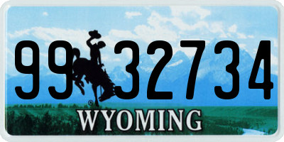 WY license plate 9932734