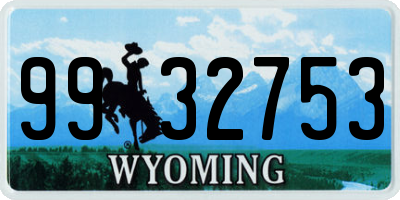 WY license plate 9932753
