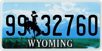 WY license plate 9932760