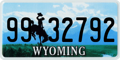 WY license plate 9932792