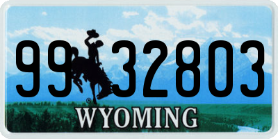WY license plate 9932803