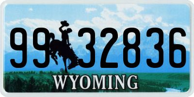 WY license plate 9932836