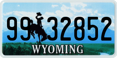 WY license plate 9932852