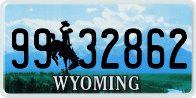 WY license plate 9932862