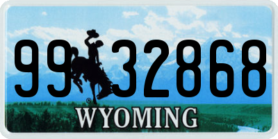 WY license plate 9932868