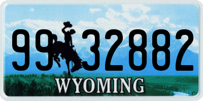 WY license plate 9932882