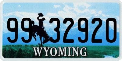 WY license plate 9932920