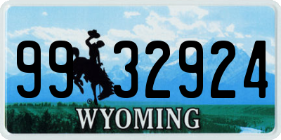 WY license plate 9932924