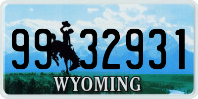 WY license plate 9932931