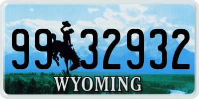 WY license plate 9932932