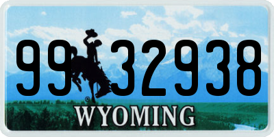 WY license plate 9932938