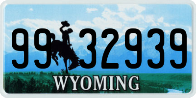 WY license plate 9932939
