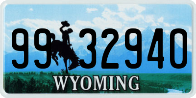 WY license plate 9932940