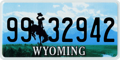 WY license plate 9932942
