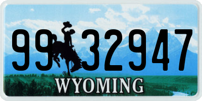 WY license plate 9932947