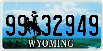 WY license plate 9932949