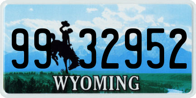 WY license plate 9932952