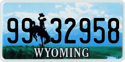WY license plate 9932958