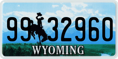 WY license plate 9932960