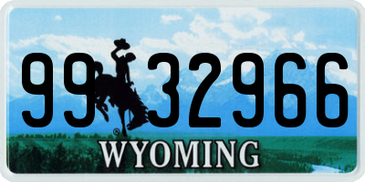 WY license plate 9932966